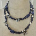Lapis Lazuli & Freshwater Pearl Double Strand Necklace Blue Photo 0