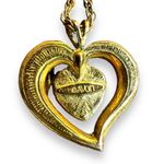 Vintage Avon Womens Heart Pedant Necklace Parure Onyx and Rhinestone Gold Black Photo 7