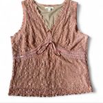 Merona  Top Tank Pink Vintage Y2K Lace Floral Sleeveless L Photo 0