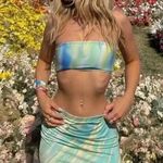 621 Daze Dayz Lime Juice Swirl Print Mini Skirt Green Blue Size Medium Photo 1