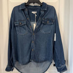 Good American  Weightless Easy Denim Shirt Oversized Button Down Long Sleeve Photo 0