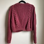 FOR THE REPUBLIC Cotton Crewneck Sweater (Sz XL) Red Distressed Cable Knit Photo 5