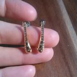 Simulated White Diamond Stainless Steel and Brass Earrings Photo 9