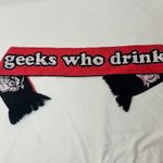 Geeks Who Drink Orange, Black, and Pink Graphic Knit Scarf Black Photo 3