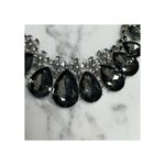 Teardrop Crystal Statement Necklace With Adjustable Chain Goth Wedding Prom Silver Photo 2