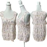 KIKIT Pink & White Graphic Wine Glass Soft Ribbed Pajama Tank Top Size Large Photo 0