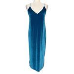ZARA  Velvet Cocktail Slip Dress L Large Draped Blue Velour Rhinestones Photo 2
