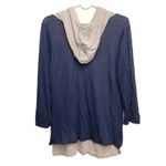 Vintage Womens Faux Two Piece Blouse Hooded Top Long Sleeve Navy Gray Casual Y2K Blue Size undefined Photo 1