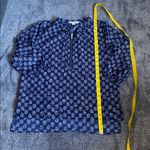 Michael Kors  Blue Floral Top with Gold Zipper Photo 5