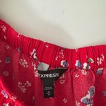 EXPRESS Red Floral Off the Shoulder Flare Sleeve Romper Photo 4