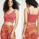 Free People  Cherry Red Solid Rib Brami New M/L Photo 2