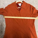 Worthington Vintage Top Womens Rust Faux Suede Button Front Western Buckstitch Photo 4