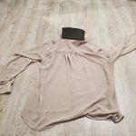 Philosophy Beige Sheer Button Down Dress Shirt Size Large With Leather Collar Photo 1