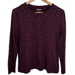 Lands' End Lands’ End plum cotton blend long sleeve t-shirt golden scattered stars size L Photo 0