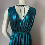 ZARA Dress Metallic Wrap Style Blue Size XS Disco Party Grecian Tie Retro V-Neck Photo 8