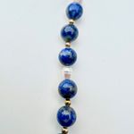 Handmade  Blue Beaded Necklace Faux Pearl Silver Tone 18” Photo 7