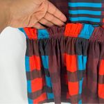 Anthropologie  Eva Franco Flounced Midi Skirt Satin Plaid NWT Size 4 Photo 4