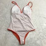 Cupshe  Ruched Front One Piece Swimsuit‎ Women's Small Orange Plunging V-Neck NEW Photo 3