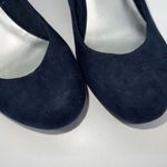 It’s OK Ankle Strap Deep Navy Blue Suede Wedge Heel Shoes‎ Size 11 Photo 5