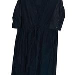 Jil Sander NAVY Cotton Hourglass Woven Drawstring V-Neckline Dress Size 34 Photo 3