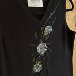 Liz Claiborne Vintage Villager Floral Glitter Black Sweater Vest Photo 1