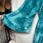 Coral Bay  Green and Blue Tunic with Bell Sleeves and Mandarin Collar Photo 3