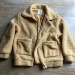 Elodie  Teddy Sherpa Fleece Zip Jacket Size Cozy Shacket Vanilla M Big Pockets Photo 5