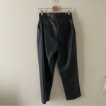 H&M faux leather straight wide leg pants high rise black Women’s size 6 petite Photo 2