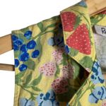 Rachel Antonoff Kitty Strawberry Fruit Print Sleeveless Collared Linen Romper 0 Yellow Photo 6