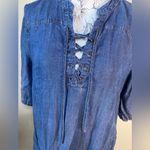 Philosophy  blue medium wash denim look dress with pockets,‎ tencel size large Photo 4