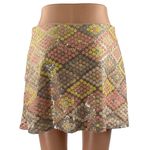 Mango MNG Women's Multicolor Geometric Sequin Side Zip Mini Pencil Skirt Size M Photo 3