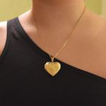 Golden Heart Locket Necklace Gold Photo 3