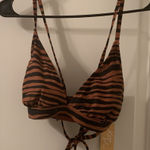 Kona Sol Womens Zebra Print Cross Tie Back Bikini Top Brown Black  Size Small Photo 0