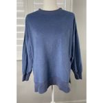 Aerie  Blue Fuzzy Crewneck Oversized Sweatshirt Size XS Split Side Relaxed Photo 14
