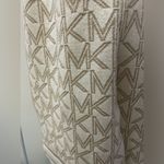 Michael Kors  Iconic MK Logo Metallic Gold Neutral Reversible Knit Scarf EUC Photo 2