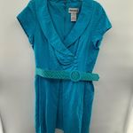Danny & Nicole Y2K Women's 16 Turquoise Belted Dress 60s Mod Retro Vintage Photo 0