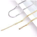 Boutique 3mm Gold Herringbone Necklace | Gold Plated‎ Sterling Silver Photo 10