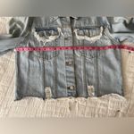 Pretty Little Thing Distressed Raw Hem Cropped Denim Jean Jacket Size 6 US Photo 9