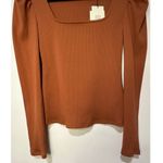 7 For All Mankind Puff Sleeve Square Neck Ribbed Top Size Small NWT Long Sleeves Photo 6