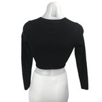 ZARA Women's Black Long Sleeve Crew Neck Ribbed Knit Sweater Crop Top Size S Photo 1