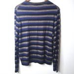 Loft NEW  Womens L Blue Metallic Stripe Cardigan Sweater Button Front Long Sleeve Photo 10
