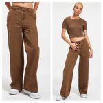 Good American Relaxed Good Skate Pants Brown Baggy Straight Leg Trousers Size 10 Photo 1