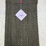 Selfie Leslie Dark olive green Crochet Maxi Skirt double slit medium / small NWT Photo 2