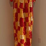 Vintage Made in Hawaii Elegant Red and Yellow Patchwork Maxi Dress Size 14 Photo 0