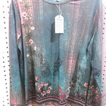 Exclusive Long Sleeve T Shirt Teal Floral Print Size XL Green Photo 0