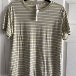 Lululemon‎ Womens 4 Tan Striped Short Sleeve Top Athleisure Photo 0