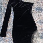 New! Women black velvet & rhinestones Dress. Size small Photo 0