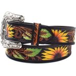 Nocona Women's Sunflower Tooled Western Belt D9 Yellow Photo 2