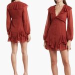 ASOS NWOT $55 Design Rust Lace Trim Long Sleeve Swiss Dot Textured Mini Dress 2P Photo 3