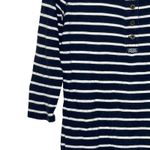 LRL Lauren Jeans Co. Striped Henley Top Women Medium 3/4 Sleeve Front Button Blue Photo 4